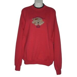 Vintage 90s Sweatshirt Oversized Red Dog Grandmacore Retro Double Collar Grandpa
